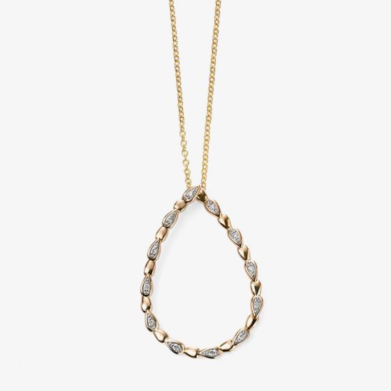 9ct Gold Diamond Open Tear Drop Pendant GP2001