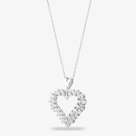 9ct White Gold 1.00ct Diamond Open Heart Pendant TH0121787