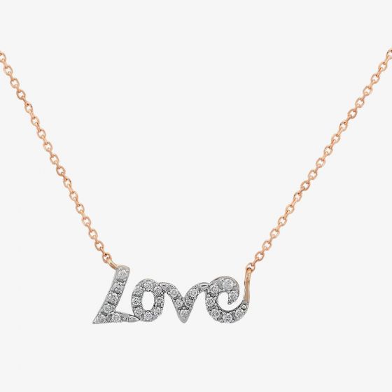 9ct Rose Gold 0.10ct Diamond Love Necklace TH0121888