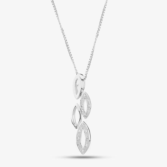Sterling Silver and Diamond Graduating Open Marquise Necklace PP03381