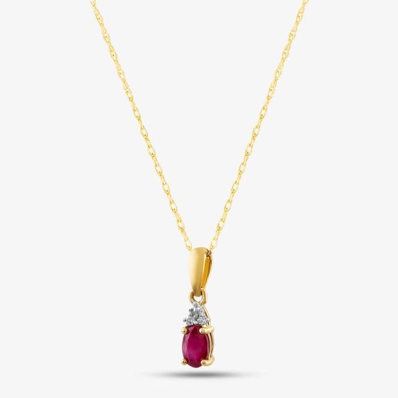 9ct Yellow Gold Ruby & Diamond Pendant Necklace QP00178-R YG