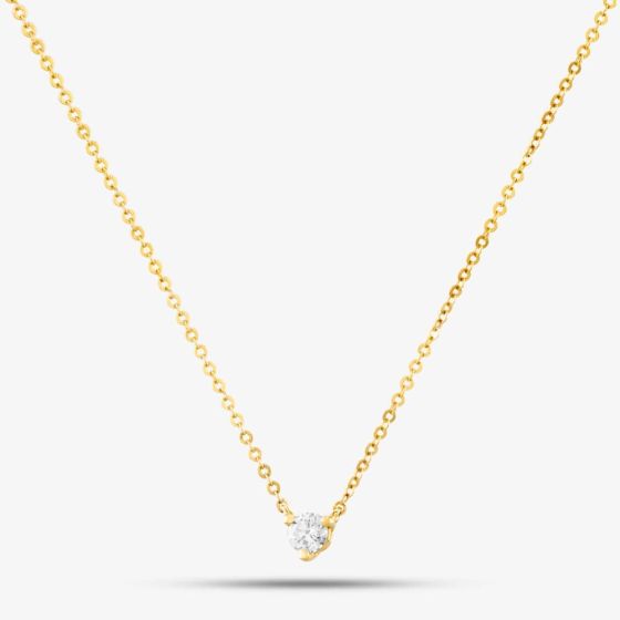 14ct Yellow Gold 0.20ct Brilliant Cut Diamond Solitaire Necklace PA39106KY14DD