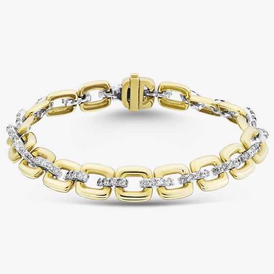 9ct Yellow Gold Diamond Square Link Bracelet BR1068YW/250-10