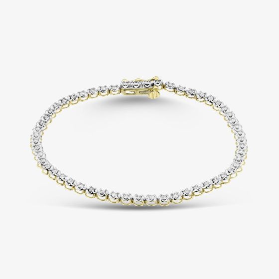 9ct Yellow Gold 1.00ct Round Cut Diamond Tennis Bracelet THB15917-100 (YG)
