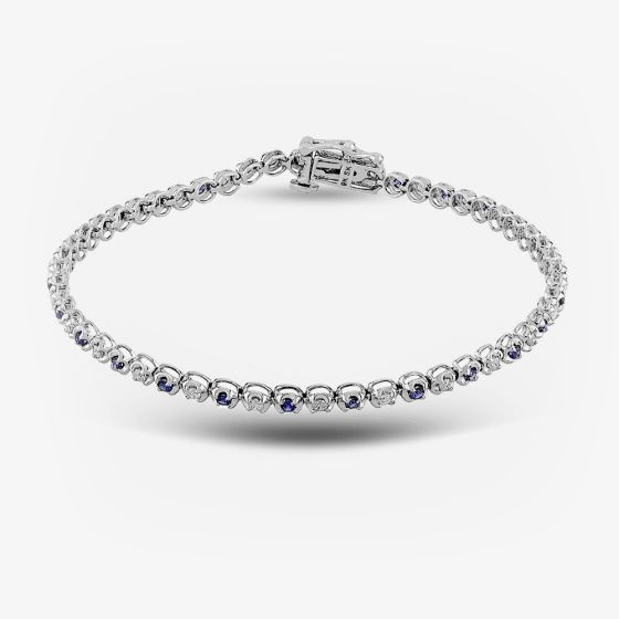9ct White Gold Sapphire And Diamond Tennis Bracelet TH0122498