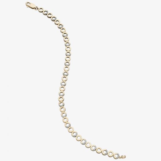 9ct Gold Diamond Set Open Circle Bracelet GB454