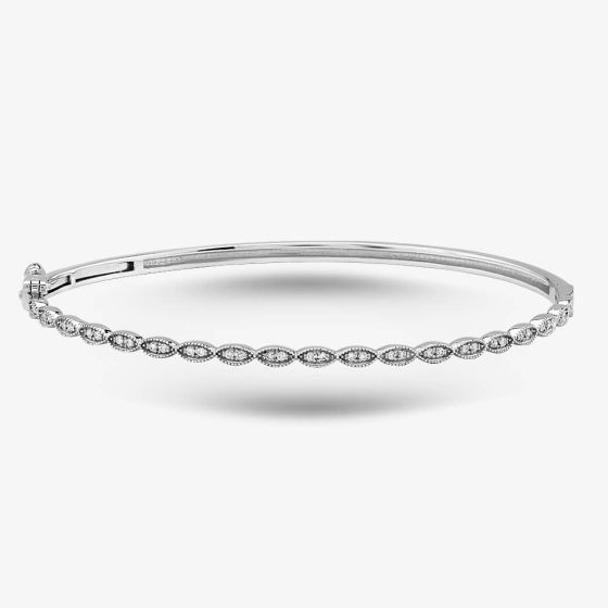  9ct White Gold 0.20ct Diamond Hinged Bangle BR877W/20-10