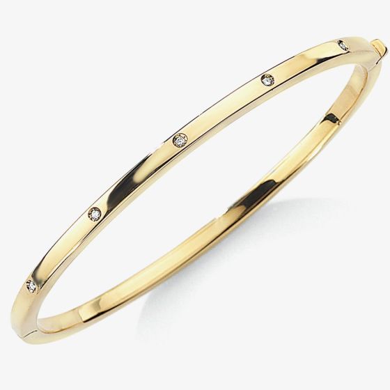 9ct Yellow Gold Five Stone Diamond Hinged Bangle BN120