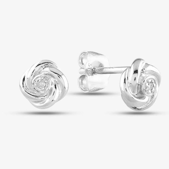 9ct White Gold Diamond Flower Stud Earrings PE03120W