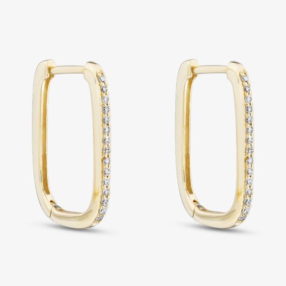 9ct Yellow Gold Diamond Square Hoop Earrings E4664/15-10