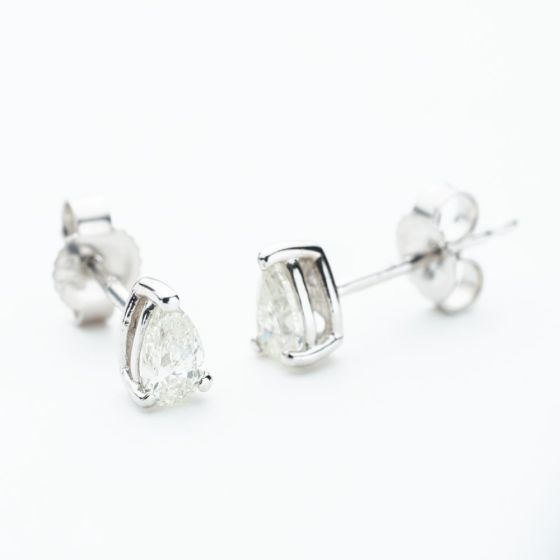 9ct White Gold Pear Cut 0.37ct Diamond Stud Earrings WWW1319