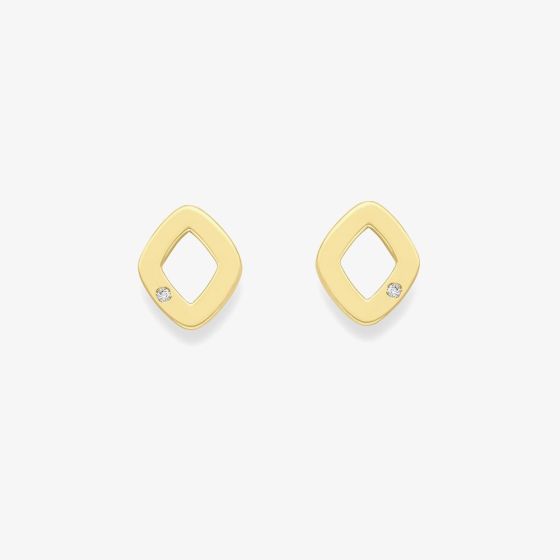 9ct Yellow Gold Diamond Open Diamond Stud Earrings 12325147272