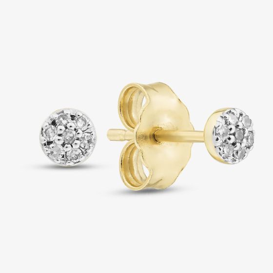 9ct Yellow Gold 0.05ct Brilliant Cut Diamond Cluster Stud Earrings THE46506-05