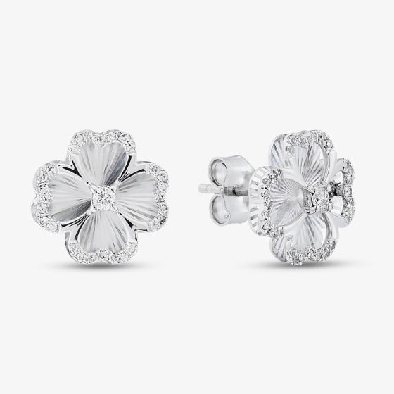 9ct White Gold 0.15ct Diamond Clover Stud Earrings THE46885-15SF (WG)
