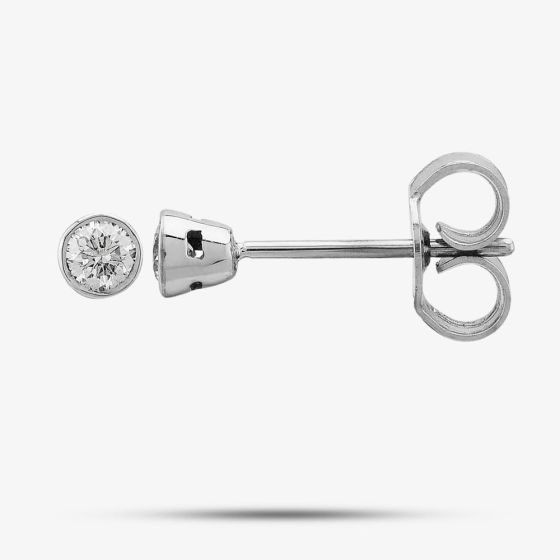 9ct White Gold 0.15ct Rubover Diamond Stud Earrings 5036E/9W/DQ1015