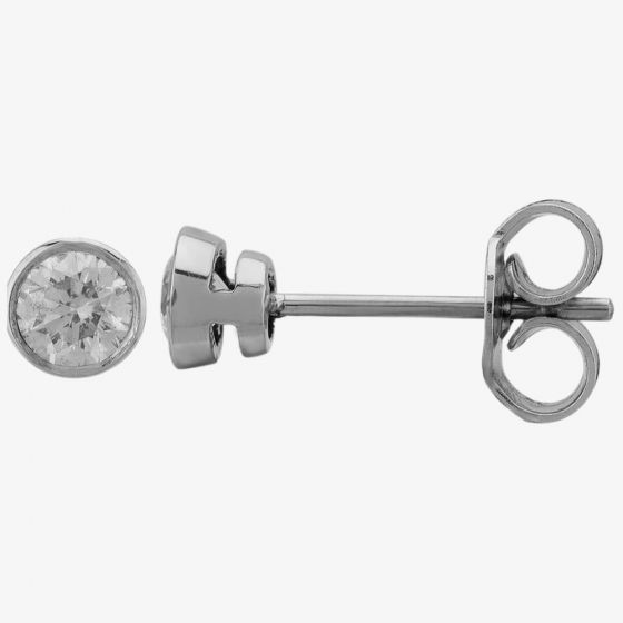 9ct White Gold 0.40ct Rubover Diamond Stud Earrings 5036E/9W/DQ1040