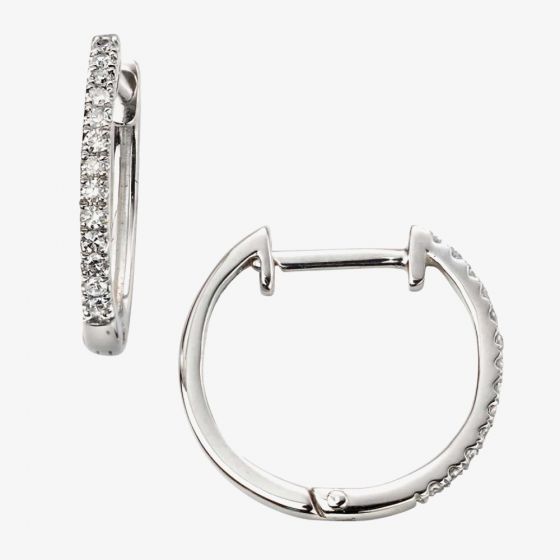 9ct White Gold Diamond Huggie Earrings GE2106