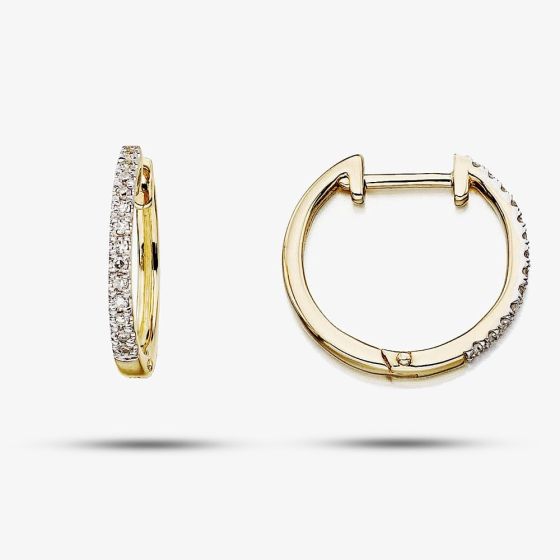 9ct Yellow Gold Diamond Huggie Earrings GE2135