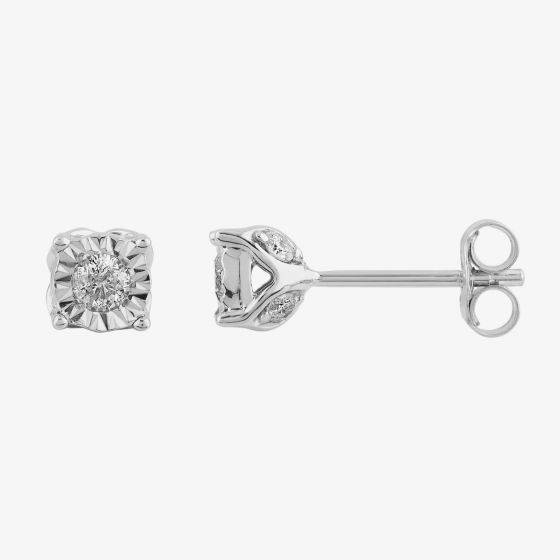 9ct White Gold 0.25ct Four Claw Diamond Stud Earrings TH0123617
