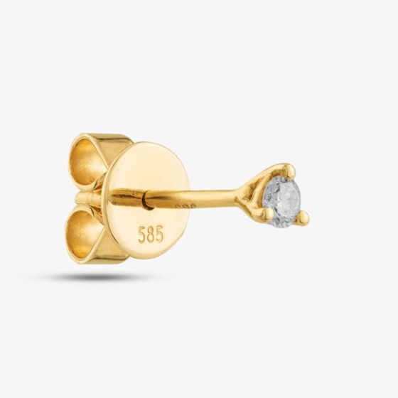 14ct Yellow Gold 0.05ct Brilliant Cut Diamond Single Stud Earring EA39106KY14DD