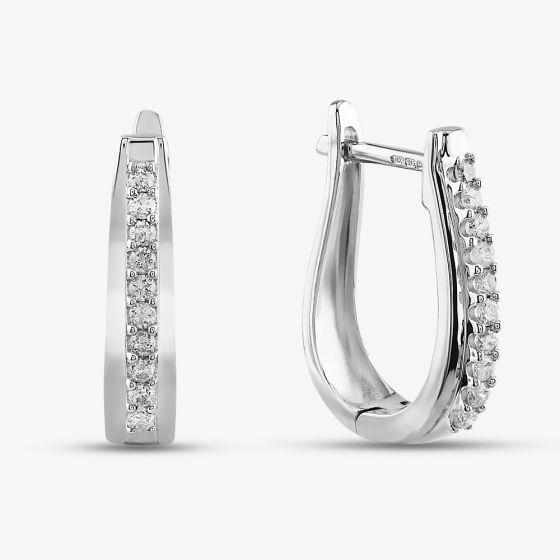 9ct White Gold 0.25ct Diamond Hinged Hoop Earrings TH0123744