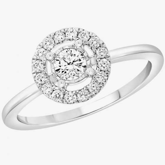 9ct White Gold 0.40ct Diamond Halo Cluster Ring 9482R040 WG