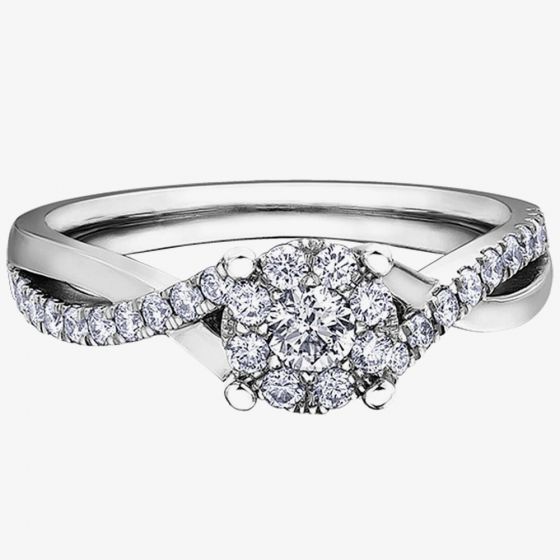 9ct White Gold 0.52ct Diamond Twist Cluster Ring LB3967WG/52-10