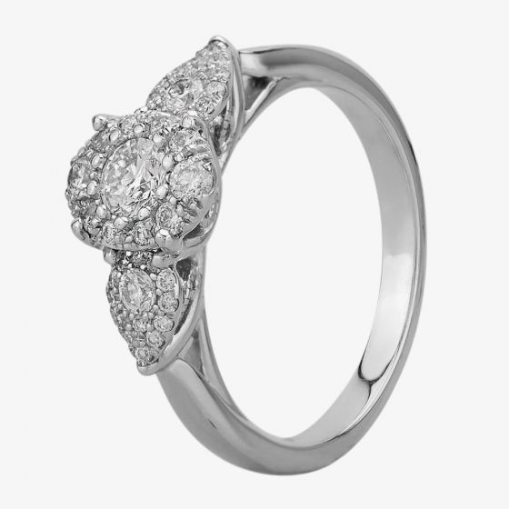 9ct White Gold 0.60ct Diamond Fancy Triple Cluster Ring 30691WG/60-9