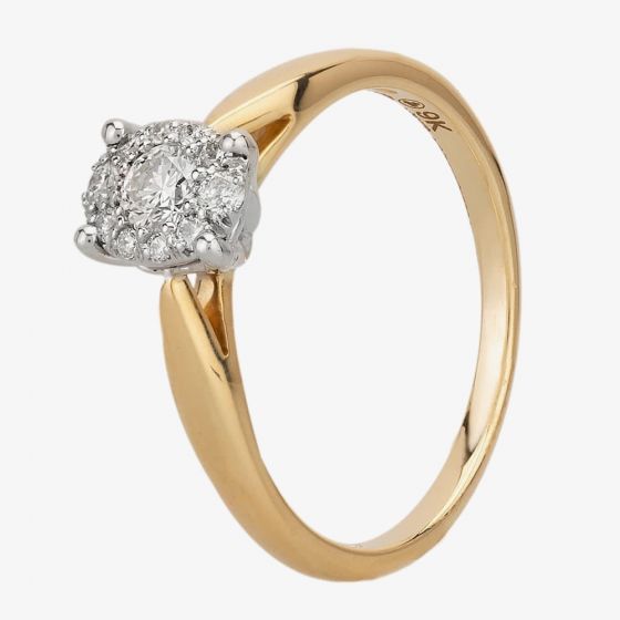 9ct Yellow Gold 0.42ct Diamond Oval Cluster Ring 30747YW/42-10