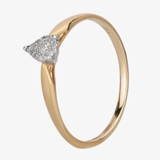 9ct Yellow Gold 0.08ct Diamond Pear Cluster Ring 30746YW/08-10