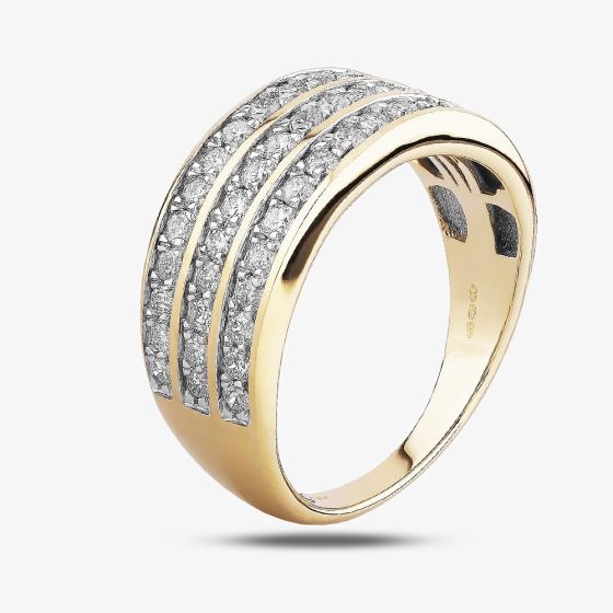 9ct Yellow Gold 1.00ct Diamond Channel-Set Three Row Ring TH012532R