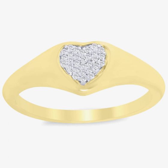 9ct Yellow Gold 0.04ct Diamond Heart Cluster Ring DR1651 