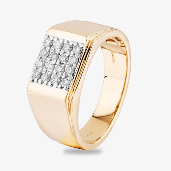 9ct Yellow Gold 0.50ct Diamond Square Pave Ring TH012577R