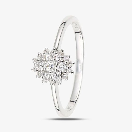 9ct White Gold 0.25ct Diamond Cluster Ring DR1673W
