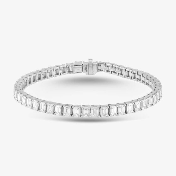 Platinum 12.22ct Emerald Cut Diamond Tennis Bracelet 17677