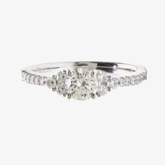 Platinum 4 Claw Diamond Shoulders Ring DSR39(0.50ct PLUS)-K/SI2/0.88ct