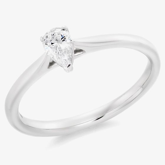 Platinum 0.31ct Certificated Pear Cut Diamond Solitaire Ring ENG31425 (M)