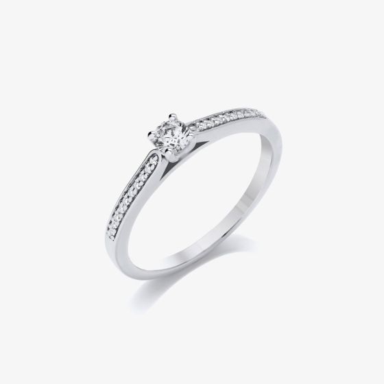 Platinum 0.20ct Diamond Set Shoulders Ring CRG01-020-PT