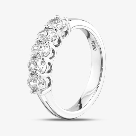 Platinum Silver 1.03ct Brilliant Cut Diamond Five Stone Ring ARG4846