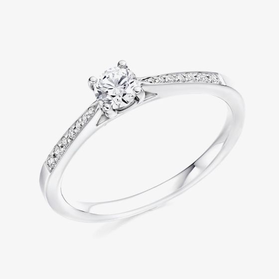 Platinum 0.23ct Brilliant Cut Shoulder Set Solitaire Ring ENG4293SMT