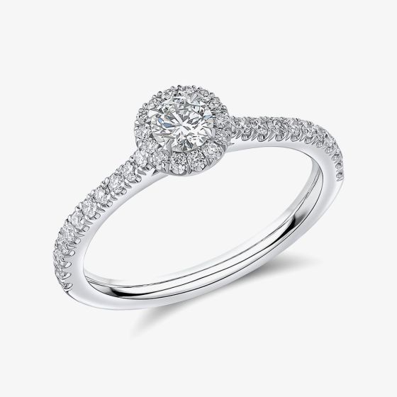 Platinum 0.20ct Brilliant Cut Diamond Shoulder Set Solitaire Ring ENG90020SMT
