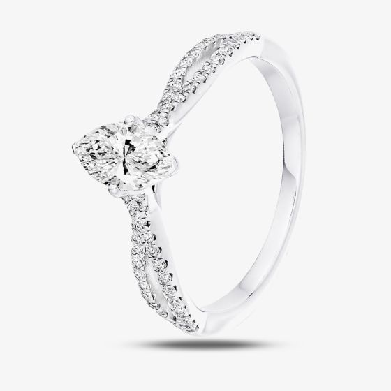 Platinum Split-Shoulder Marquise Diamond Engagement Ring (M) ENG6172