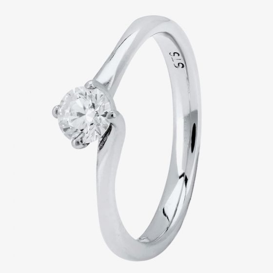 Platinum Four Claw Petite-Trellis Twist Diamond Solitaire Ring (min 0.33ct) CR11068/PT950.33CT L