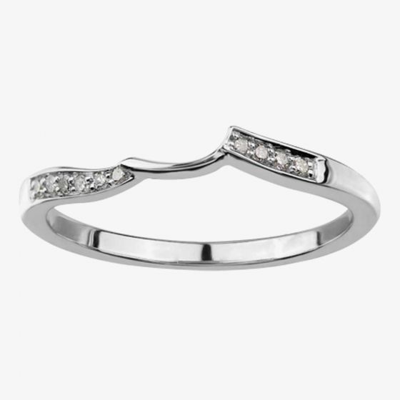 9ct White Gold Diamond Thin Wave Wedding Ring 52C40WDWG/20-10