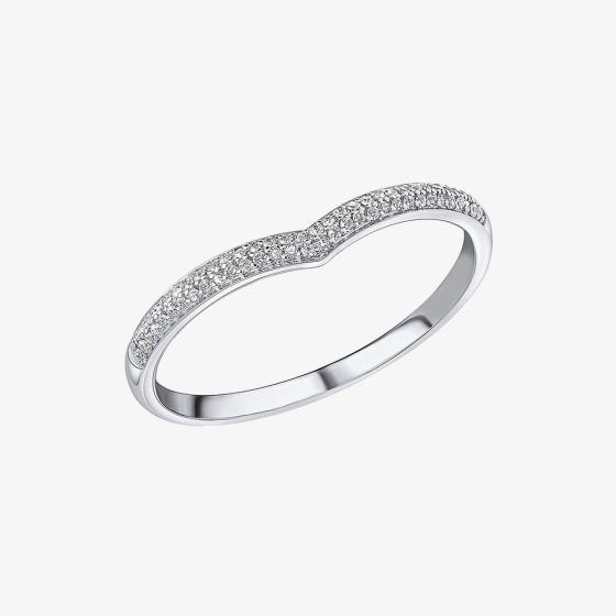 9ct White Gold Diamond Wishbone Ring GR630