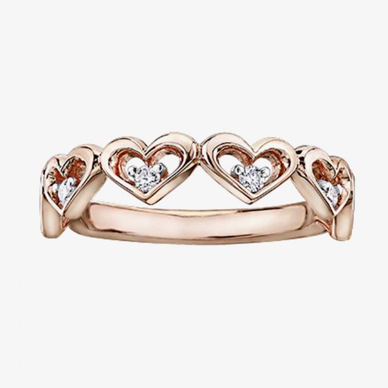 9ct Rose Gold Diamond Multiple Open Heart Ring CH566RG/12-10