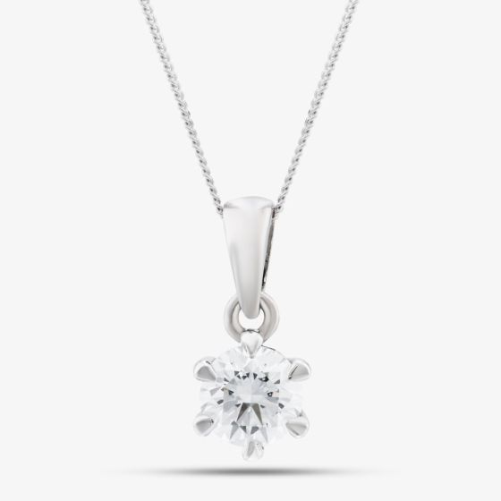 Platinum Certified 0.40ct Brilliant Cut Diamond Pendant Necklace 6 CLAW PLAT PDT MO - 40PT