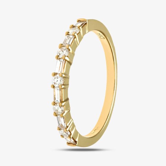 18ct Yellow Gold 0.45ct Baguette & Brilliant Cut Diamond Half Eternity Ring PR09207 18KY