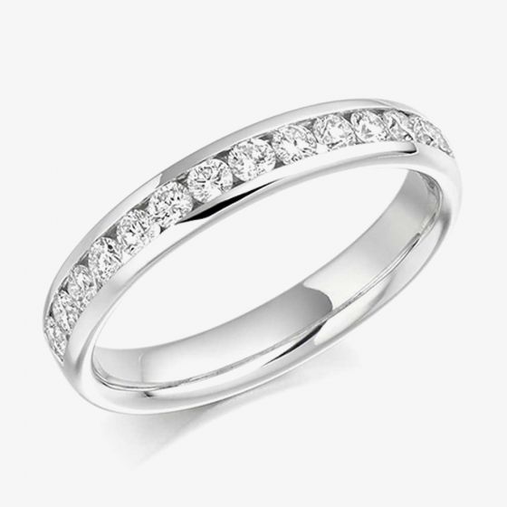 18ct White Gold 0.50ct Channel Set Round Brilliant Half Eternity Ring HET937 18W