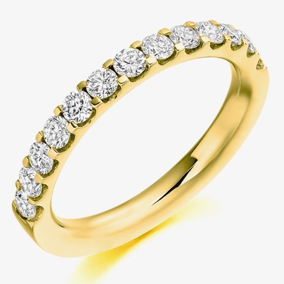 18ct Yellow Gold 0.75ct Round Brillliant Cut Diamond Half Eternity Ring HET2005YG